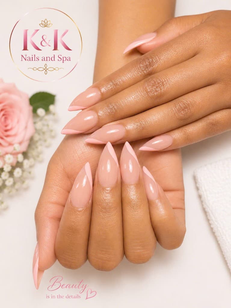 Cream pink manicure at K&K Nails and Spa