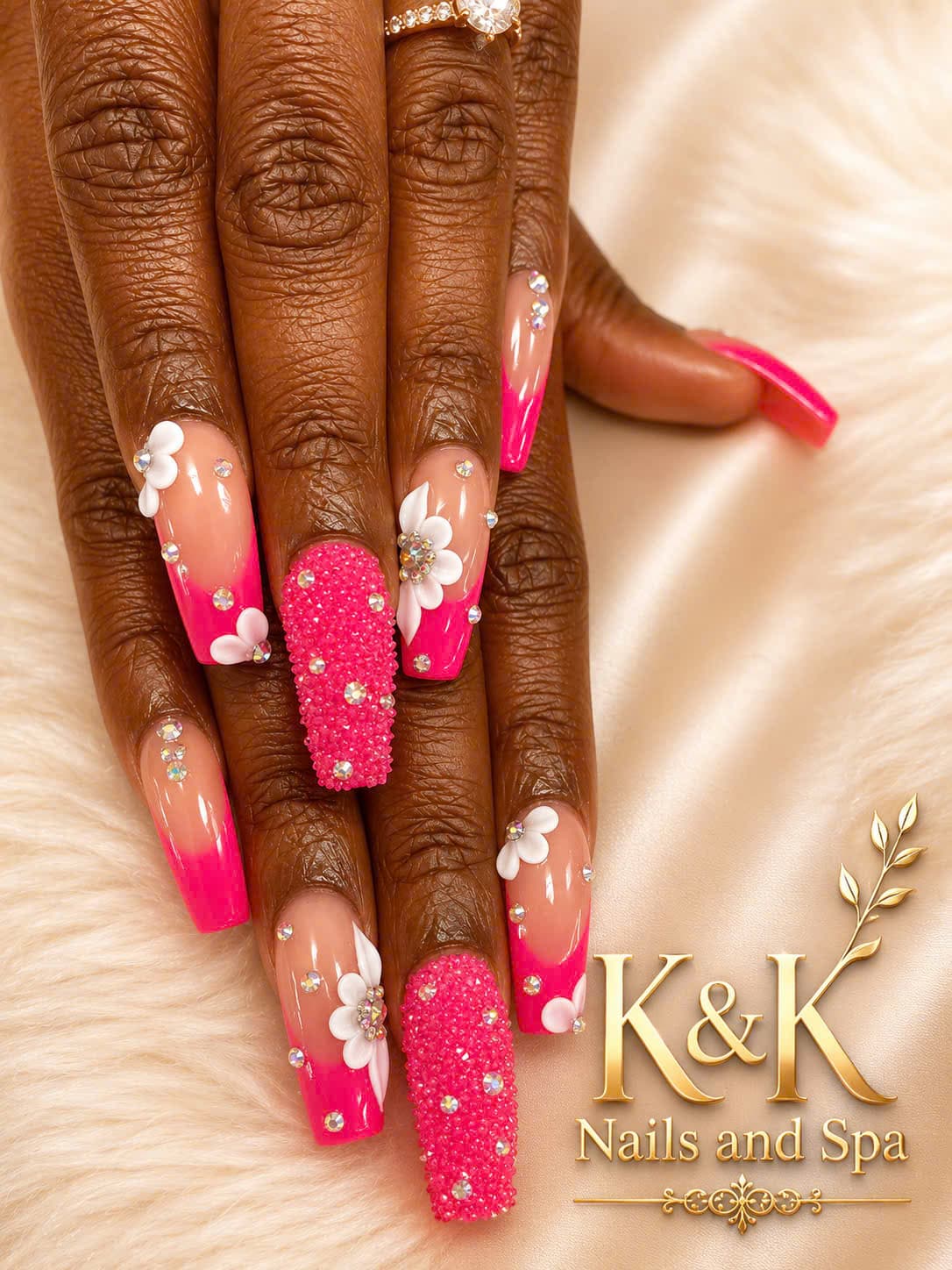 Detailed manicure artwork by K&K Nails and Spa