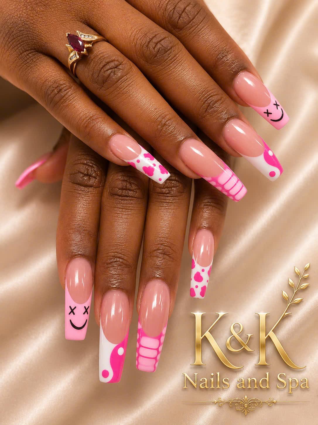 Creative nail design close-up