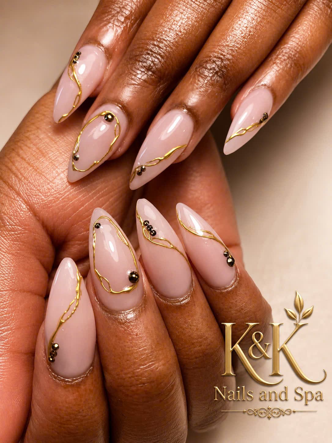 Detailed nail design by K&K Nails and Spa